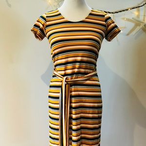 Cotton On Multi Stripe Knit Dress Tie Waist XS